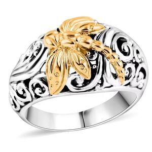 Bali Legacy Dragonfly Ring 22K Gold Vermeil  Sterling Silver 5.90 Grams Size 5